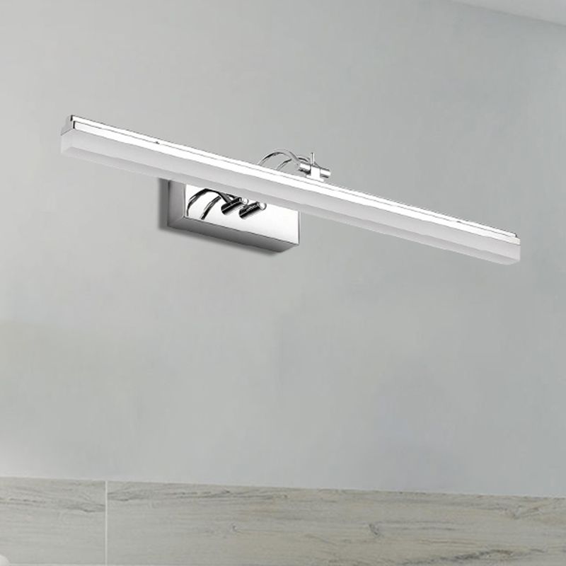 Iluminación de tocador de baño LED con tono acrílico lineal Luz de pared plateada Spl Donce con luz cálida/blanca, 19 "/23" de ancho