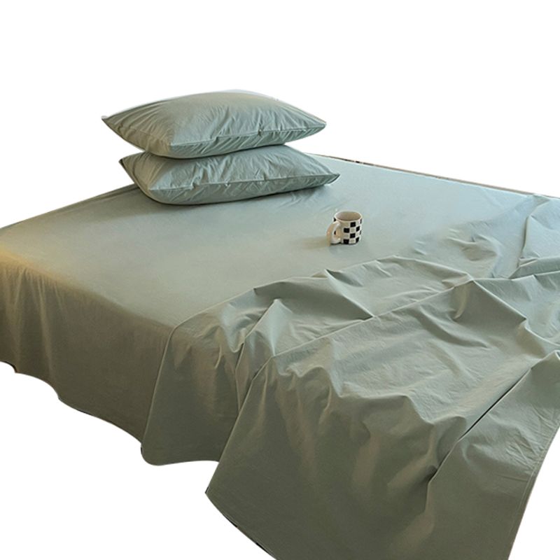 Solid Color Bed Sheet Cotton Fade Resistant Breathable Non-Pilling Sheet Set