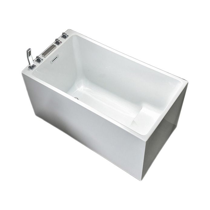 Back to Wall Bathtub Antique Finish Soaking Rectangular Modern Tub