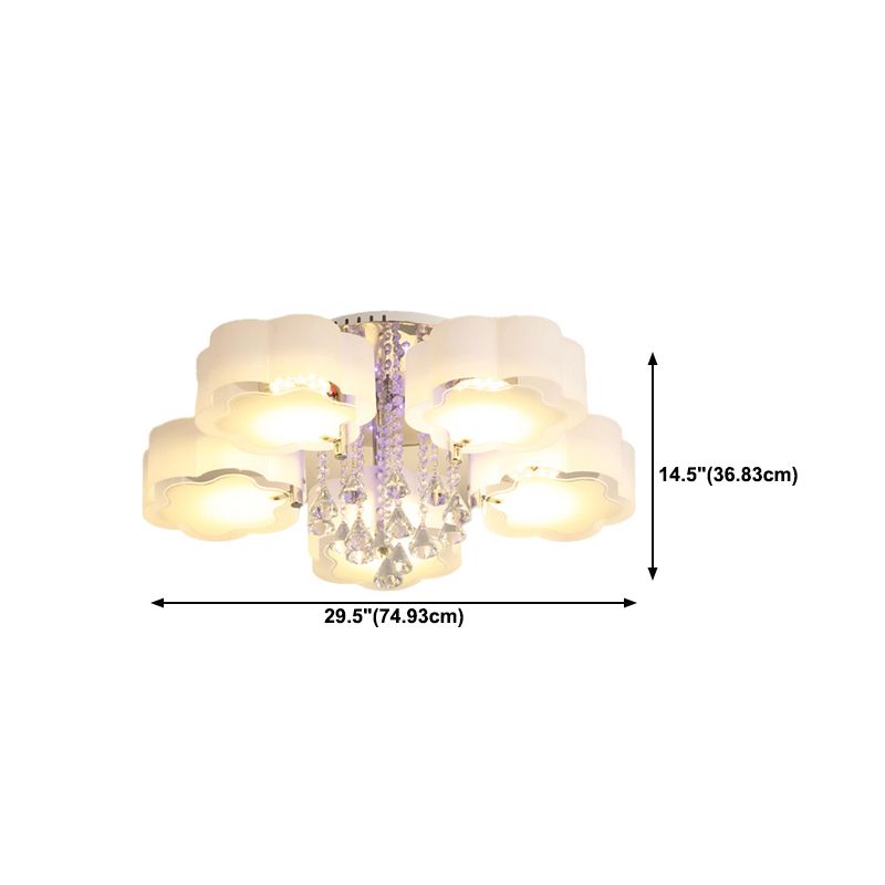 3/5/6/7/9-Light Modern Chrome Flush Mount Lighting LED Ceiling Light with Crystal