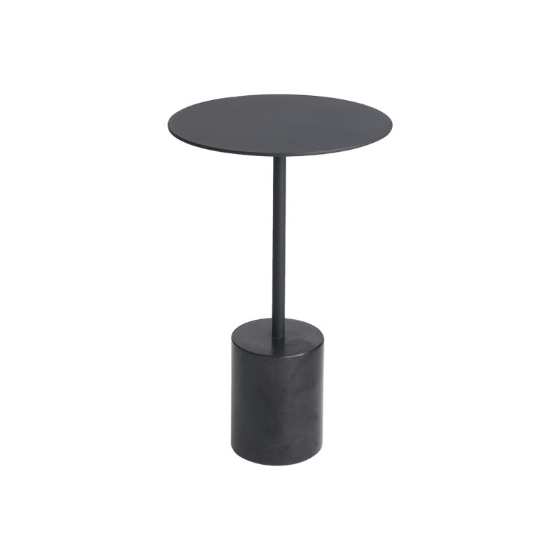 Marble Pedestal End Table Metal Black/ Gold Round Side End Table