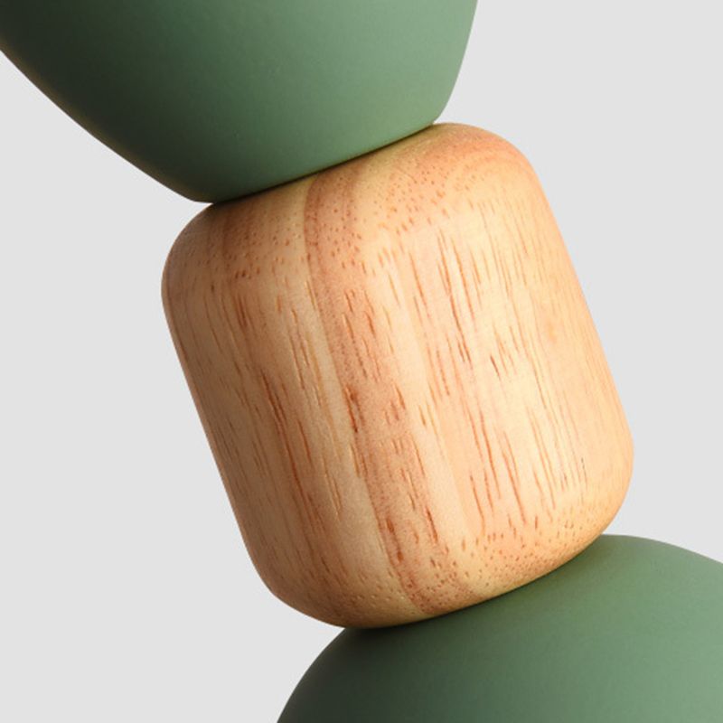 Macaron concis moderne suspension du dôme en bois de la lampe en bois avec nuance de fer laquée