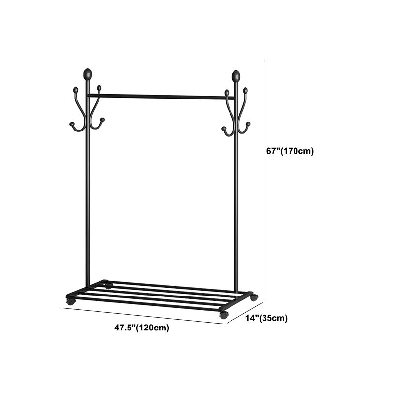 Modern Hall Stand with Hooks and Castors Storage Shelf Coat Hanger