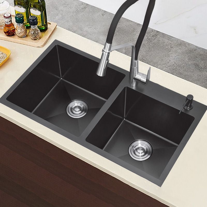 Classic Style Kitchen Sink Stainless Steel Kitchen Double Sink with Drain Strainer Kit