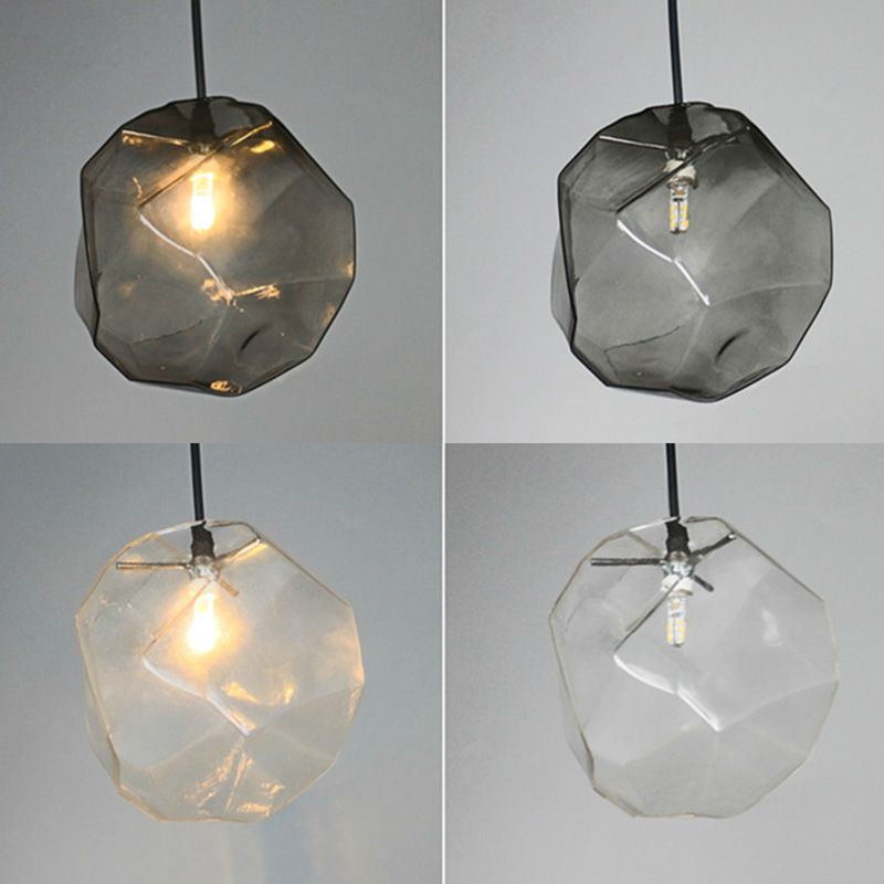 6-Colors Optional Stone Shaped Glass Hanging Light Nordic Style Simplicity Lighting Fixture for Bedroom