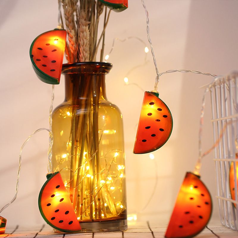 Plastic Watermelon Fiesta Light Contemporary 20/40 Bulbs Red LED String Lighting with USB Charging, 13.1/19.6 Ft