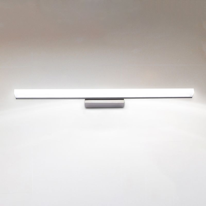 1-Light Linear Vanity Wall Lights Modern Style Metal Vanity Mirror Lights in Silver