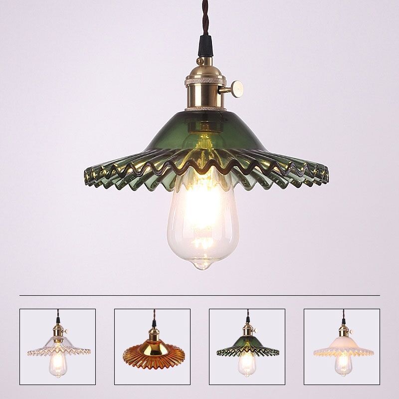 1-leichte überbrochene Pendellampe Retro Retro Industrial Style Lotus Glass Restaurant Hanging Lampe