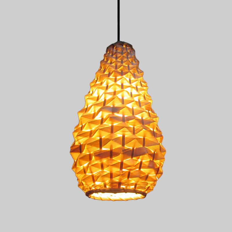 Jar Lighting a pendente di Bamboo giapponese 1 testa 8 "/16" Lampada sospensione a soffitto beige larga