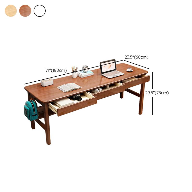 Solid Wood Rectangle Office Desk Modern 29.53" Tall Writing Desk with 3 Drawers