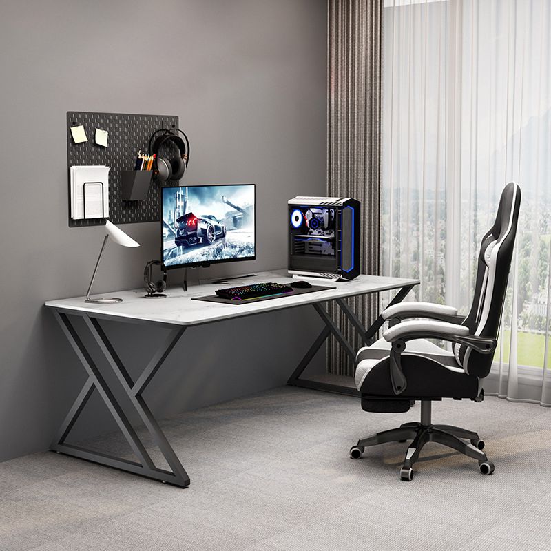 Industrial Stone Gaming Desk 29.53" Tall Rectangular Computer Desk