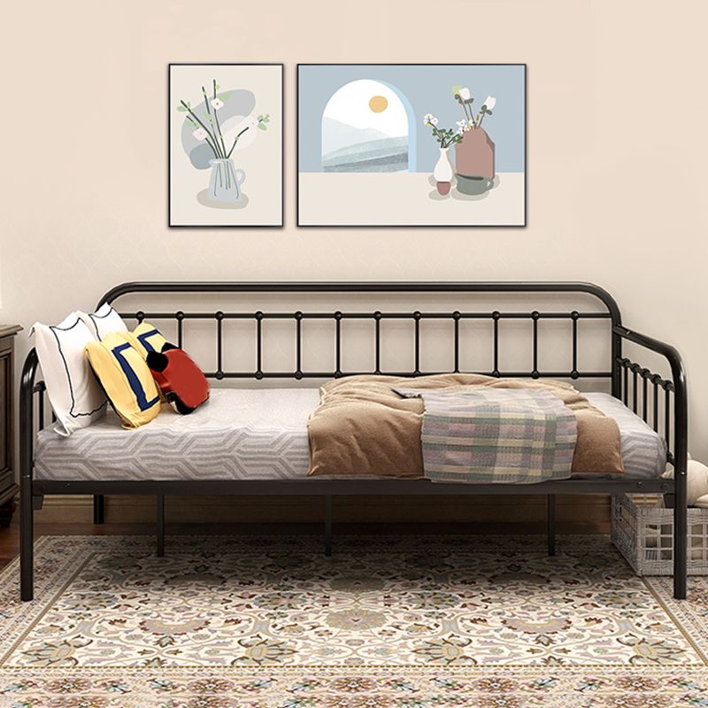 Contemporary Iron Daybed Mattress Included Kids Bed with Guardrail