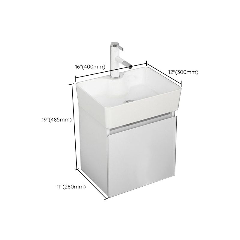 Modern Metal Bathroom Vanity Solid Color Wall Mount Vanity Cabinet in White