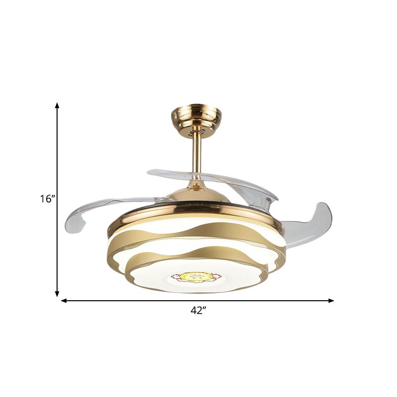 Éclair de ventilateur à plafond LED à chambre à coucher semi-flush à 2 niveaux nordique 2