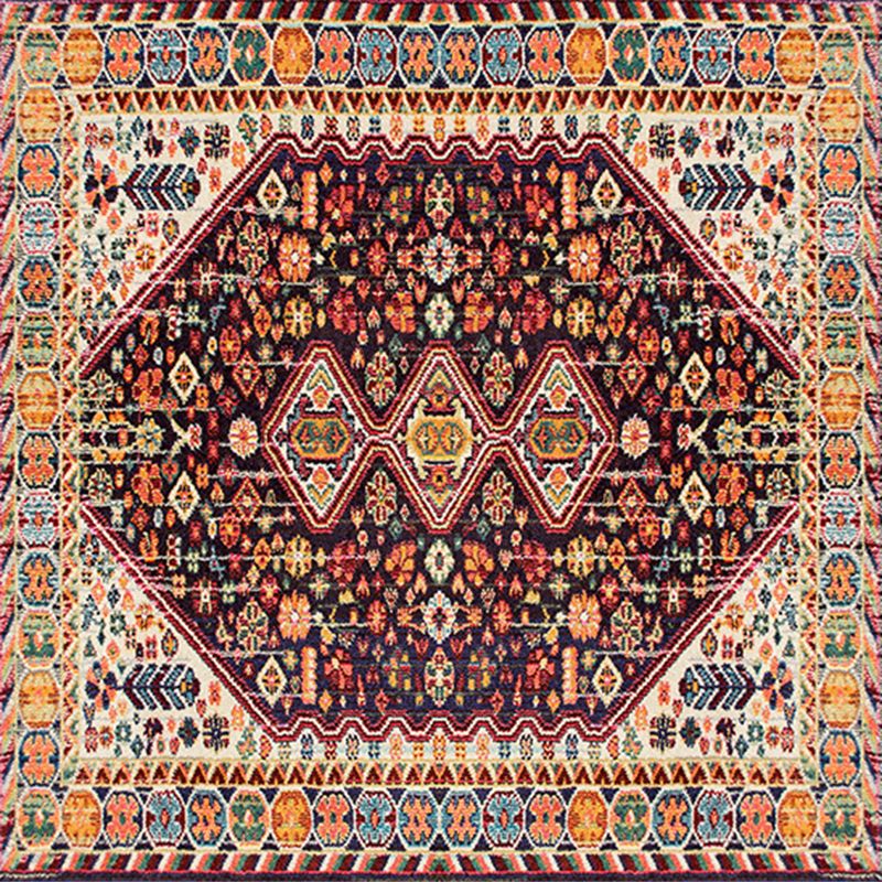 Square Normatic Tribe Rug Moroccan Carpet Polyester Stain Resistant Area Carpet for Living Room