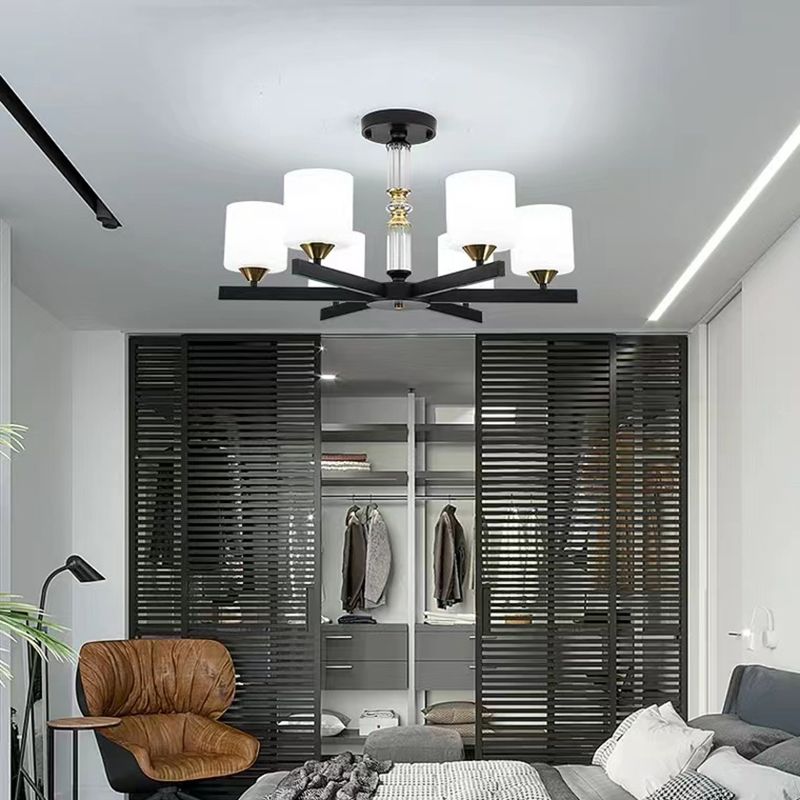 Metal Modern Flush Mount Cylinder Shape Ceiling Light with Glass Shade for Living Room