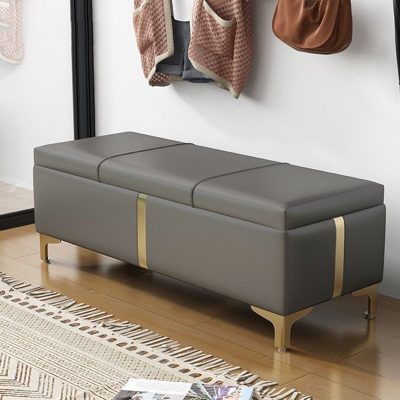 16.5" W Glam Wood Seating Bench Cushioned Entryway Bench with Storage