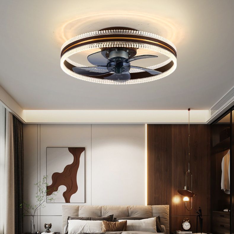 Metal Circle Ceiling Fan Lights Modern Style 2 Light LED Flush Lights