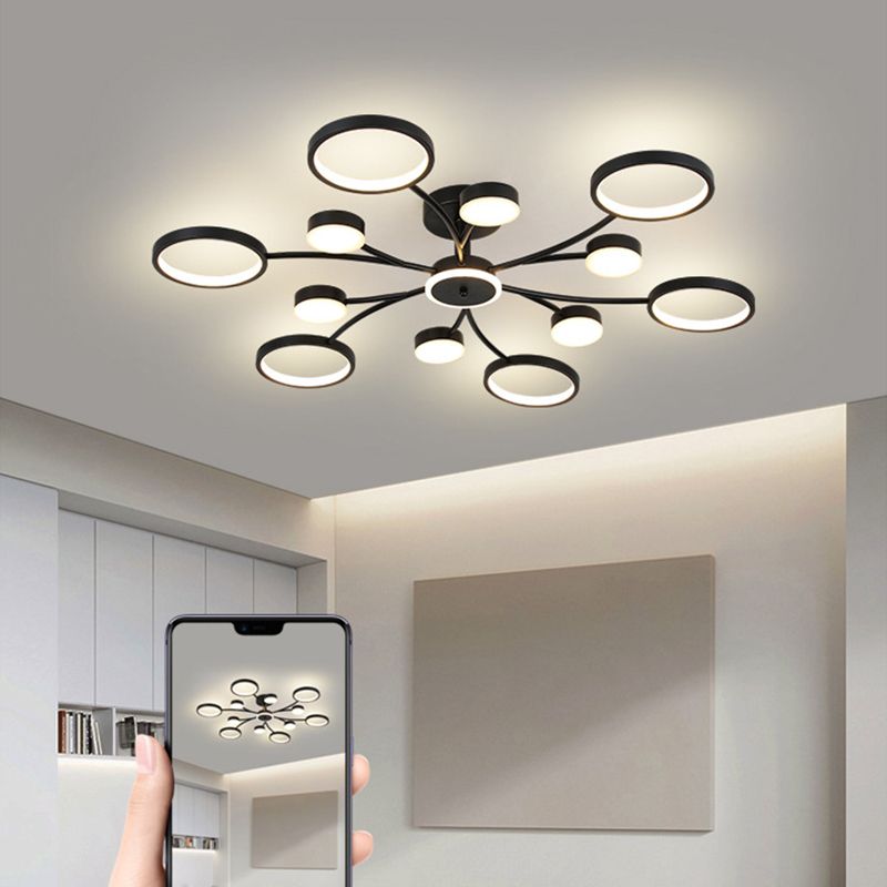 Modern Round Flush Ceiling Lights Metal Multiple-Light Ceiling Lighting