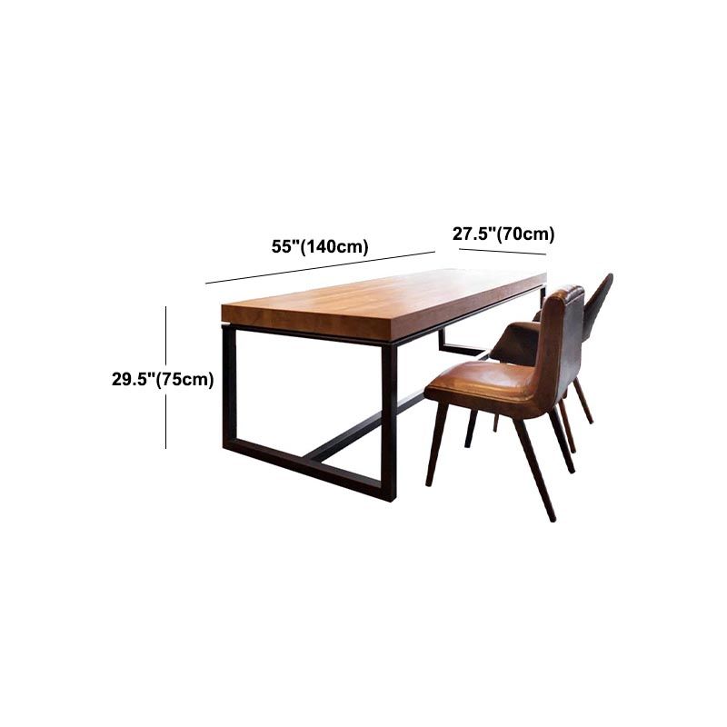 Contemporary Pine Wood Office Desk Rectangular Desk with Metal Base