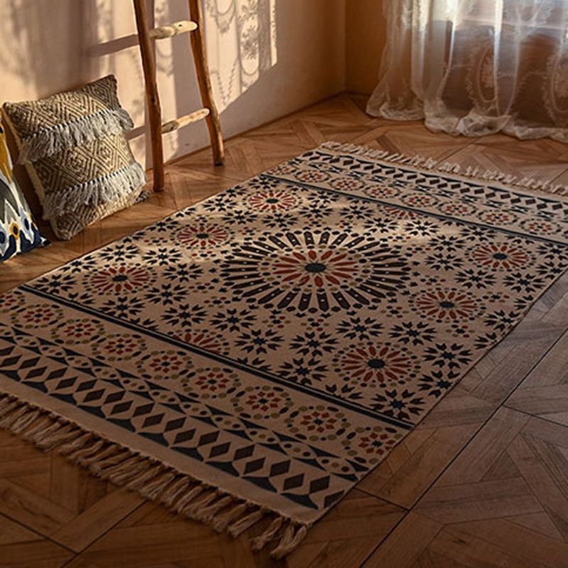 Vintage Americana Gedrukt Rug Cotton Blend Area Tapijt Boheemse Fringe Indoor Tapijt voor thuisdecoratie