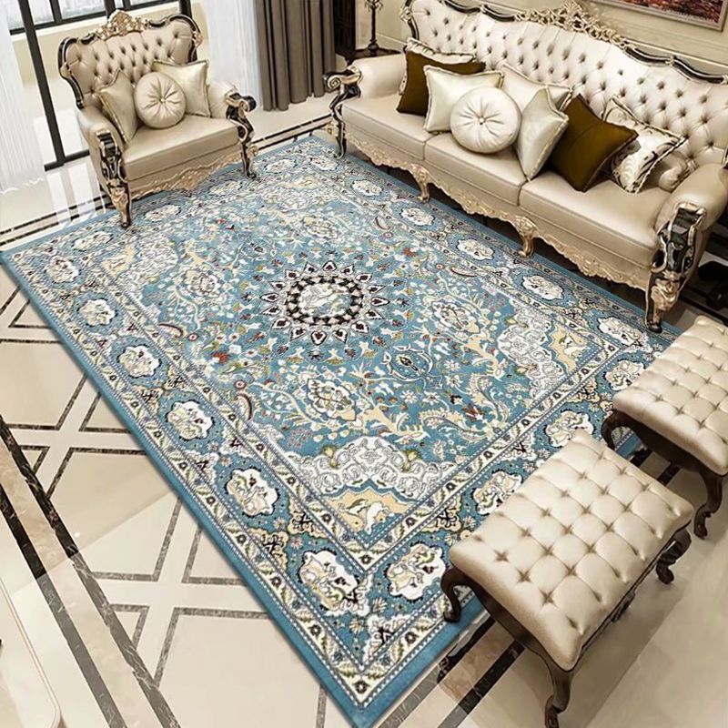 Distressed Victoria Floral Print Rug Shabby Chic Polyester Area Carpet Easy Care Friendly Washable Rug for Living Room