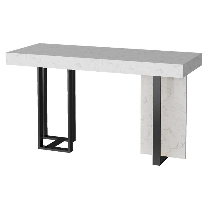 Glam Stone Top Bistro Accent Dining Table Rectangle Indoor Event and Cocktail Table