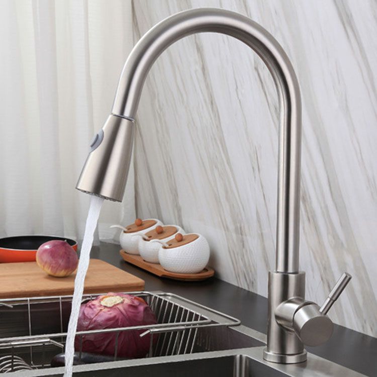 High Arch Kitchen Sink Faucet Lead Free Swivel Spout with Pull Down Sprayer