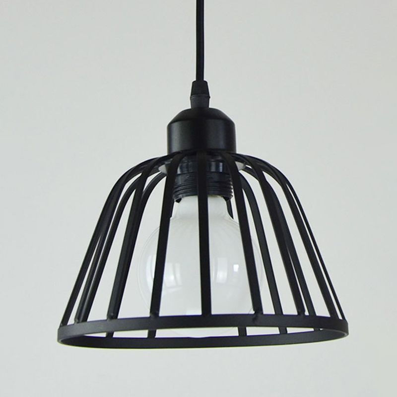 Black Metal Pendant Light Light Indsutrial Retro Bol Bowl Cage suspendue lampe pour le restaurant