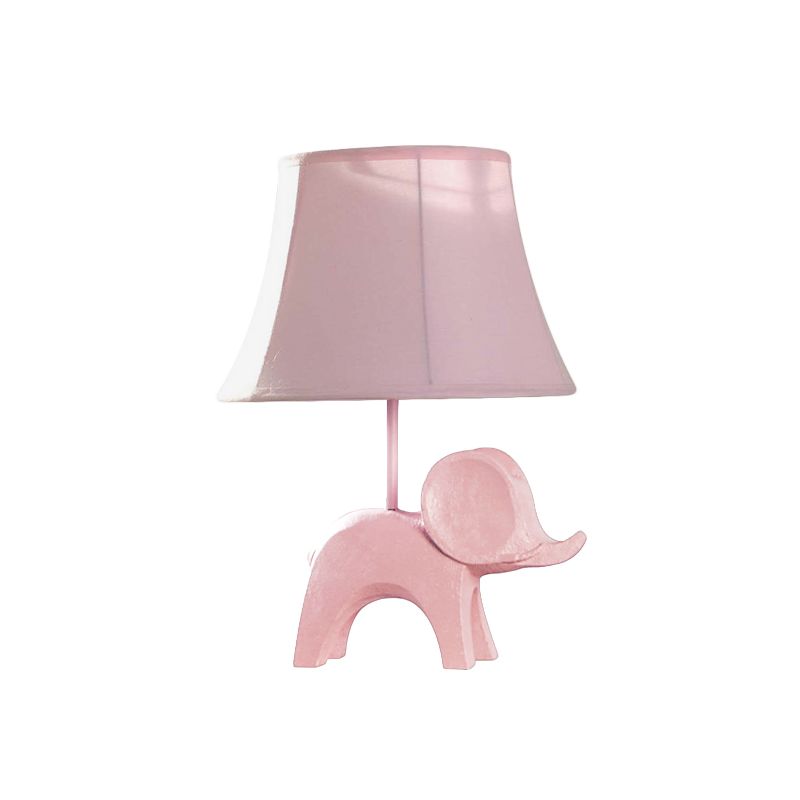 Cartoon 1 Bulb Table Lamp Pink Elephant/Peacock Blue/Yellow Rhinoceros Nightstand Light with Drum/Flared/Chevron Fabric Shade