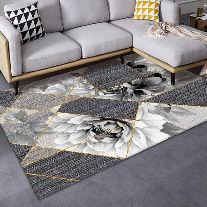 Vintage Living Room Carpet Anrique Pattern Polyester Area Rug Stain Resistant Rug