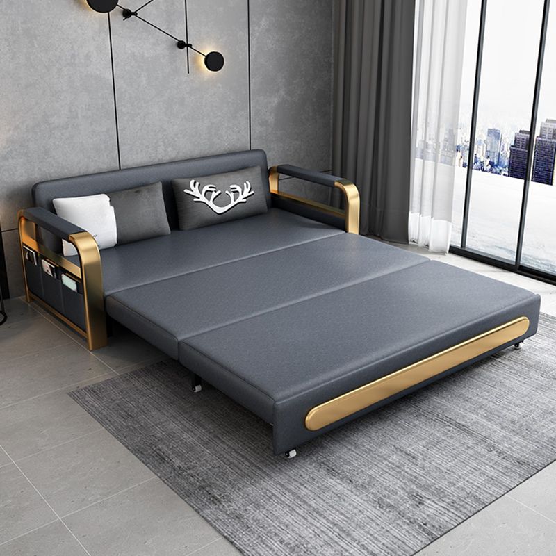 Glam Upholstered Futon and Mattress Square Arms Folding Futon Frame