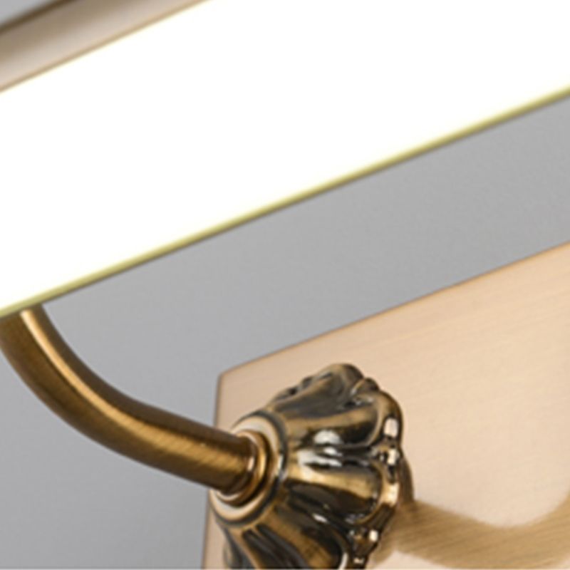 Linear Shade Metal Sconce Light Modern Style 1-Light Mirror Wall Mount Lighting in Gold