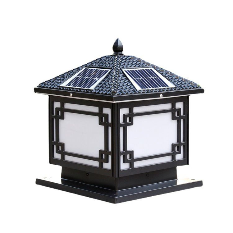 Household Pillar Lamp Creative Solar Lamp with Acrylic Shade for Backyard