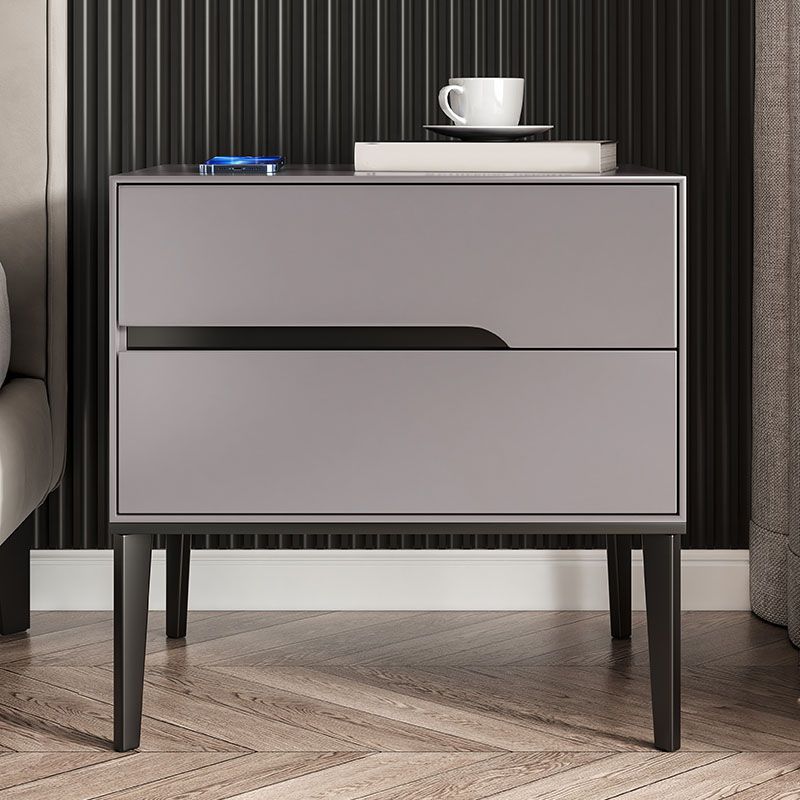 Solid Wood Nightstand Contemporary Bedside Cabinet with 2 Drawer