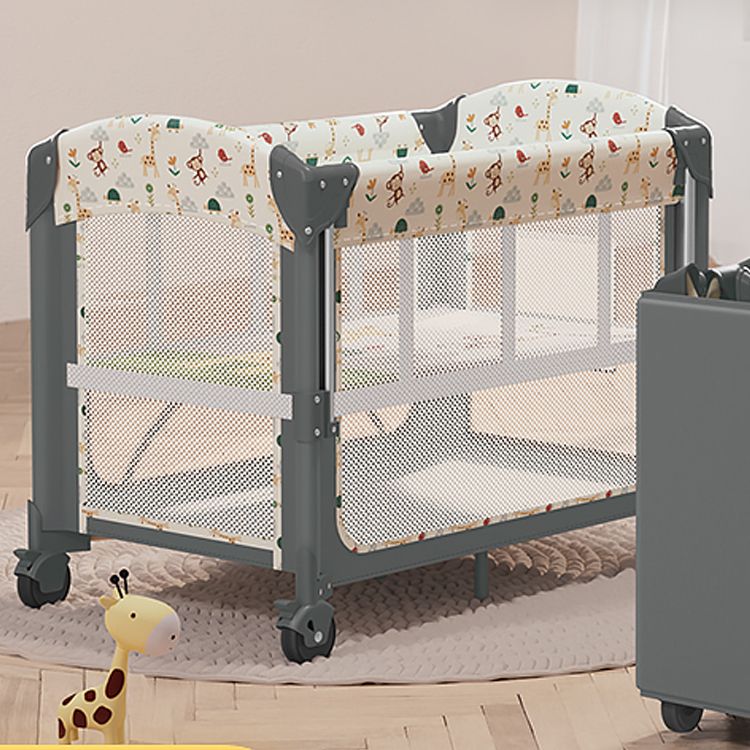 Plastic Convertible Baby Crib Nursery Crib with Mattress and Wheels