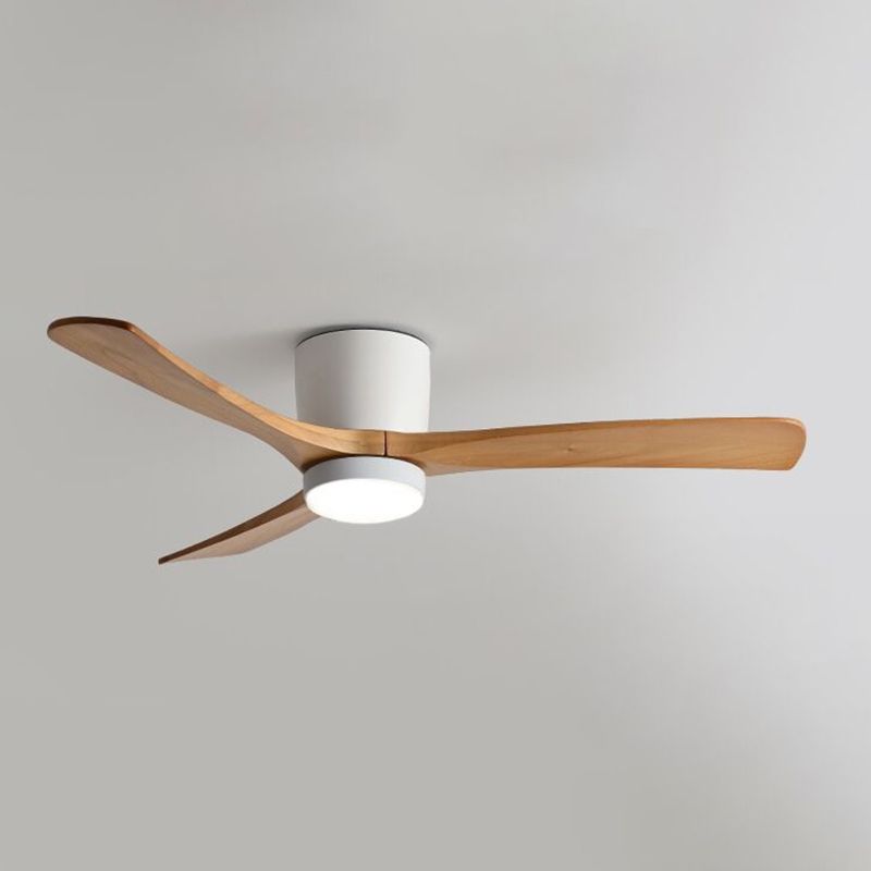 Contemporary Ceiling Fan Light Fixture Wooden LED Ceiling Flush Mount for Bedroom