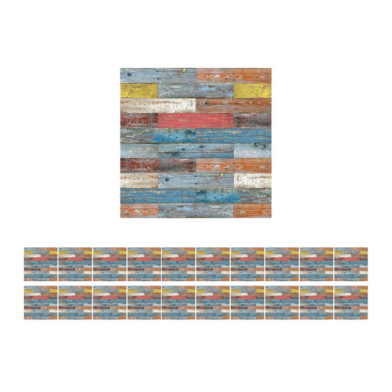 Mediterranean Shiplap Adhesive Wallpaper Panel for Living Room 8.6-sq ft Wall Decor in Red-Yellow-Blue