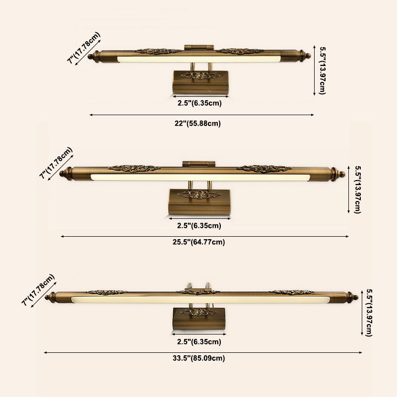 Modern LED Brass Vanity Lighting over Mirror for Bathroom Powder Room