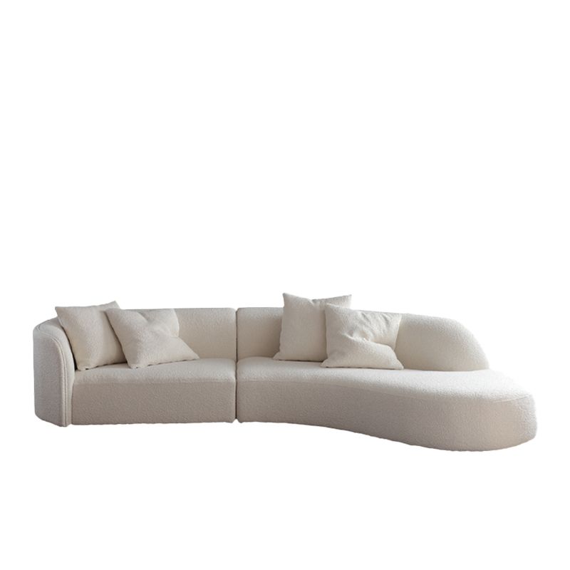 Modern Fabric Sectional with Bolster Pillows 26.77" Tall White L-shape Sectional