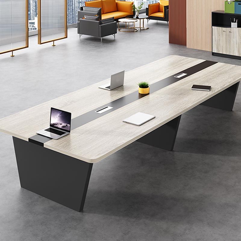 Industrial Style Writing Desk Wood Curved Meeting Desk for Office