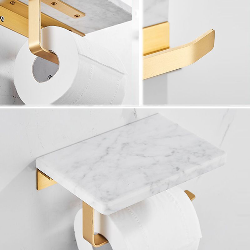 Marble & Brass Bath Hardware Set Golden Bathroom Accessory Kit