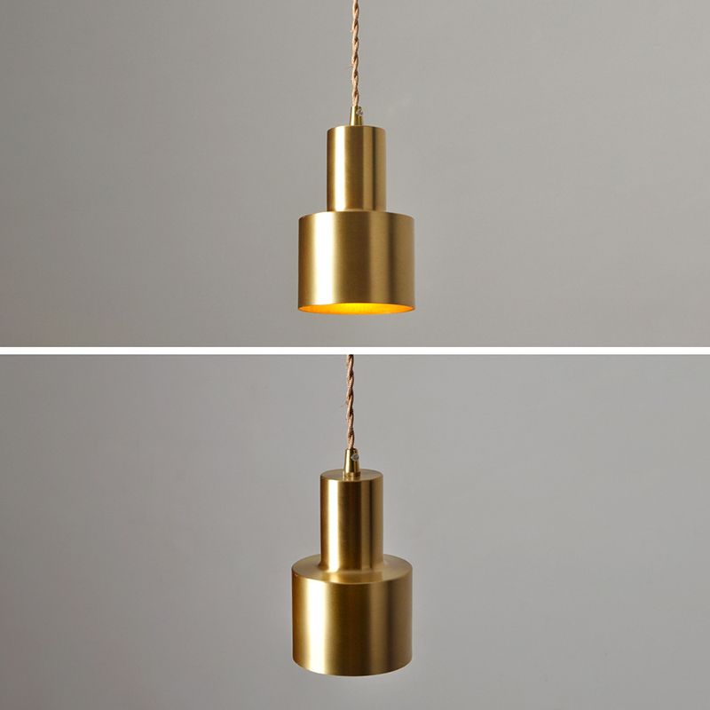 Brass Shaded Suspension Pendant Lamp Industrial Metal 1 Head Study Room Hanging Light