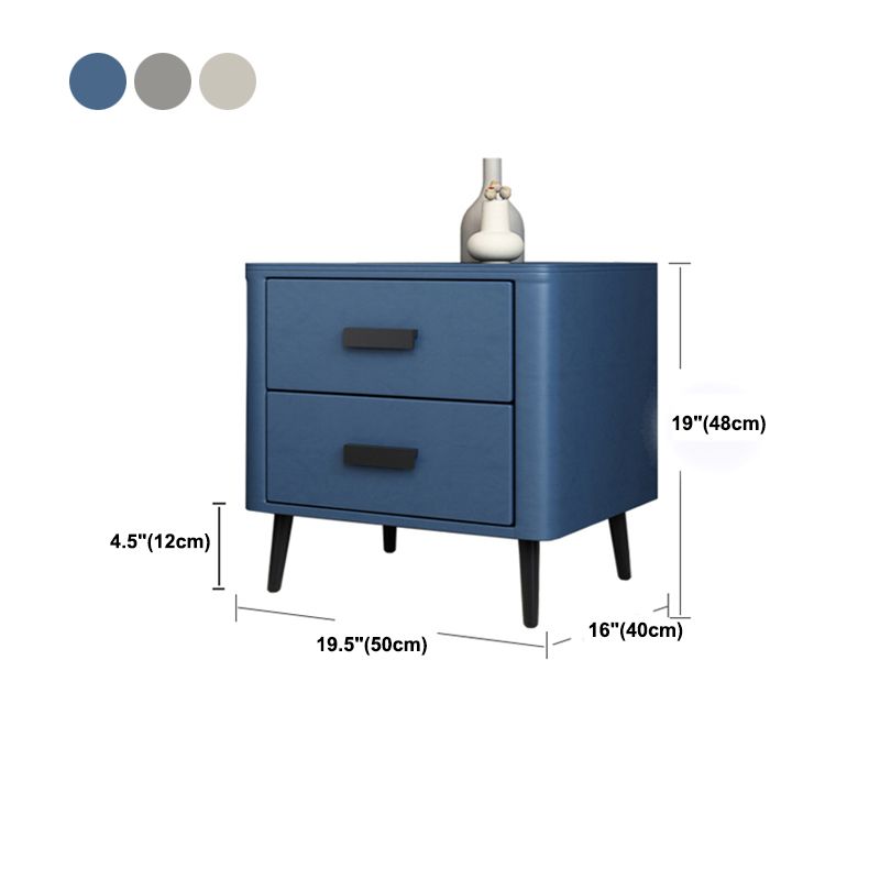 Modern Bedside Cabinet Pine and Faux Leather Night Table for Bedroom