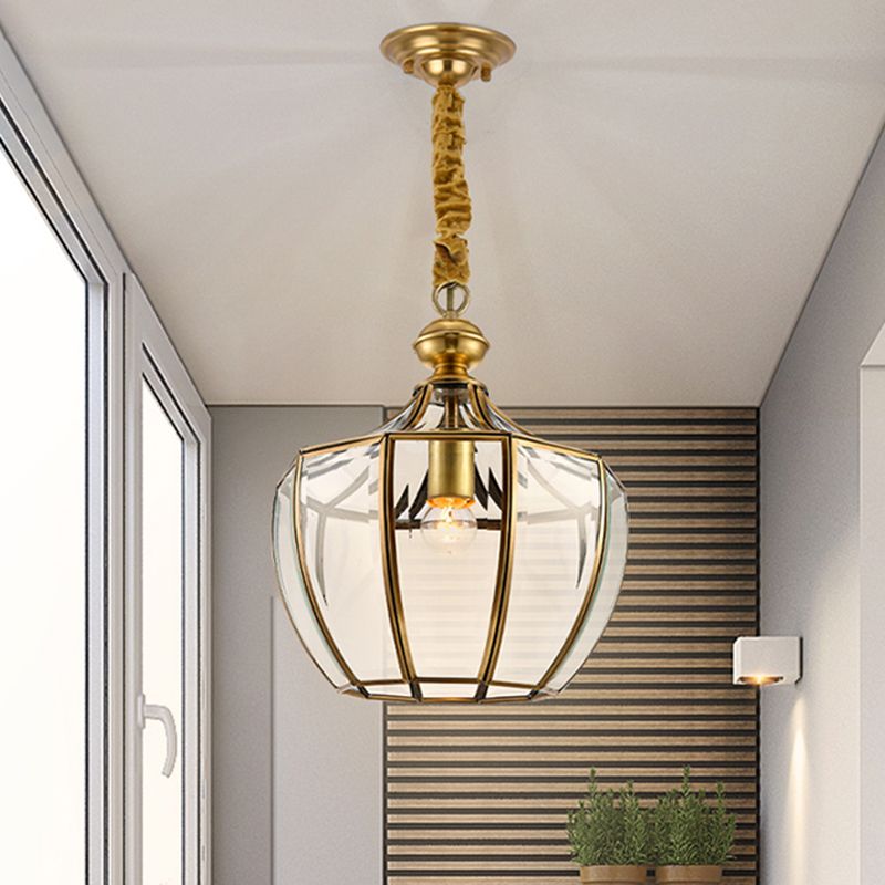 Urn Corridor Suspension Light a sospensione Light tradizionale vetro trasparente 1 testa oro lampada sospesa