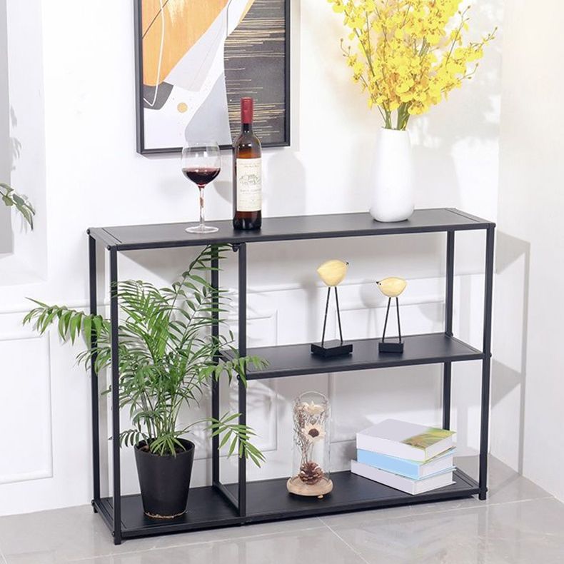 Contemporary Metal Rectangle Console Table 1-shelf Floor Shelf Storage Black Console