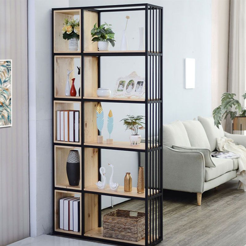 Modern Metal and Wooden Book Shelf Open Study Room Bookcase with Shelves