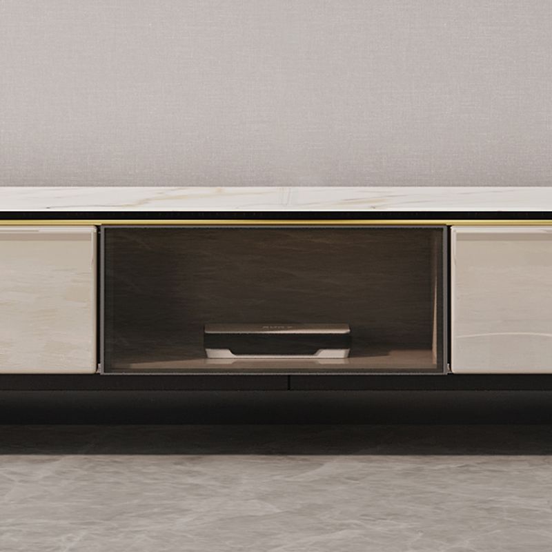 Contemporary Media Console Stone TV Media Console with 4 Drawers