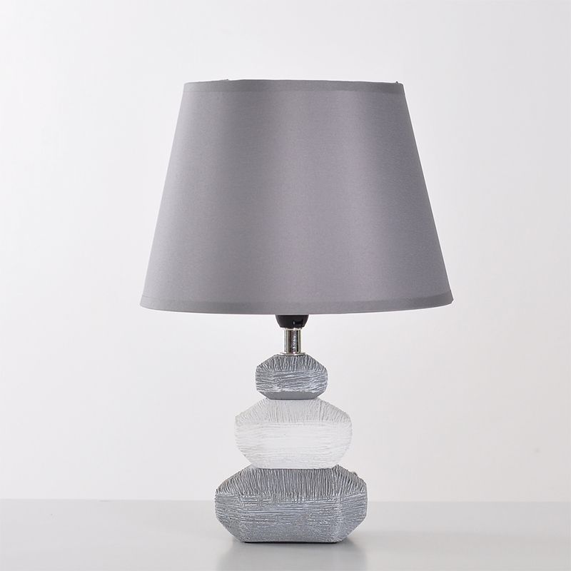 Stone Shape Nightstand Light Modernism Ceramics 1 Light Bedroom Fabric Table Lamp in Black/Grey and White