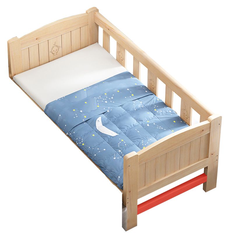 Modern Solid Wood Standard Bed Open-Frame Kids Bed with Guardrail